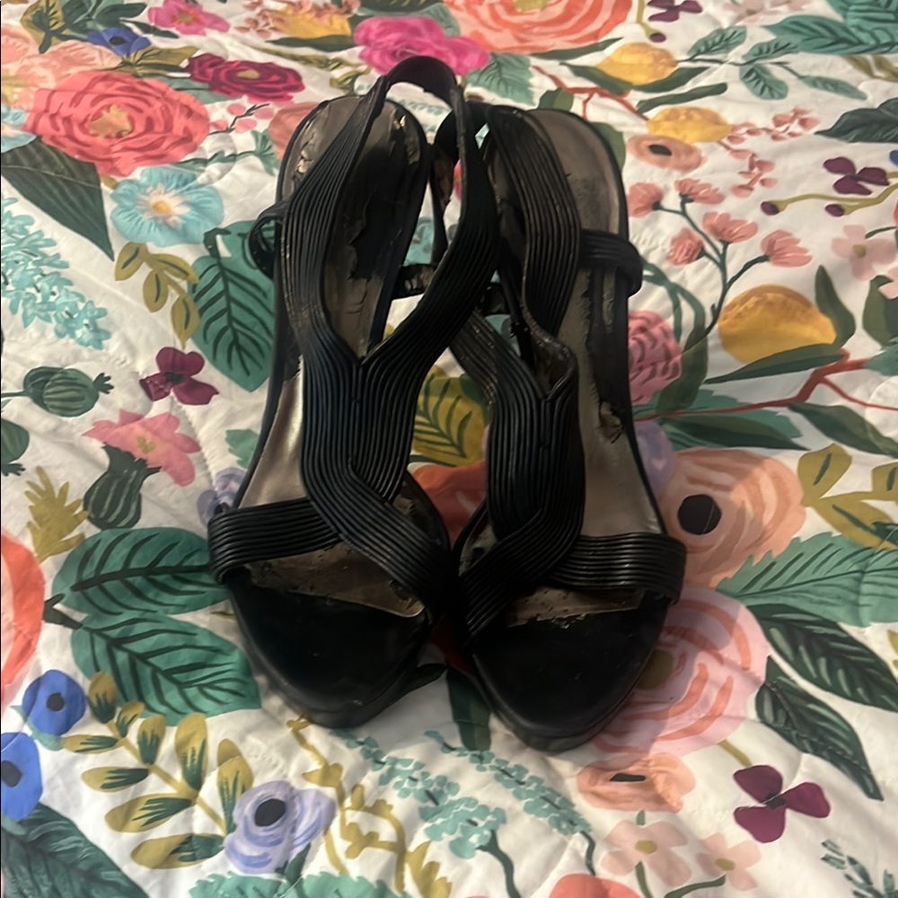 Women's Black Strappy Heels